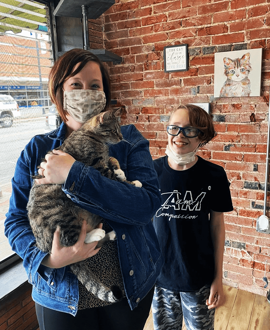 Family with cat